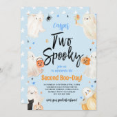 Twee Spooky Blue Halloween Tweede Verjaardagsfeest Kaart (Voorkant / Achterkant)