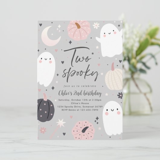 Twee Spooky Boho Halloween Ghost 2e Verjaardagsfee Kaart (Staand voorkant)