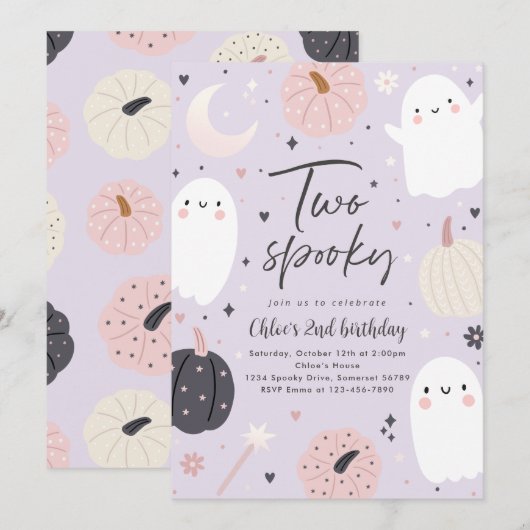 Twee Spooky Boho Halloween Ghost 2e Verjaardagsfee Kaart (Voorkant / Achterkant)