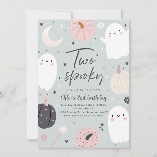 Twee Spooky Boho Halloween Ghost 2e Verjaardagsfee Kaart (Voorkant)
