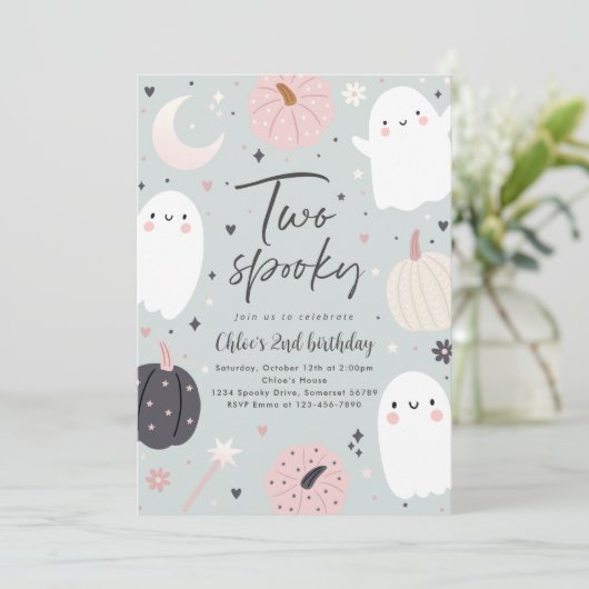 Twee Spooky Boho Halloween Ghost 2e Verjaardagsfee Kaart (Staand voorkant)