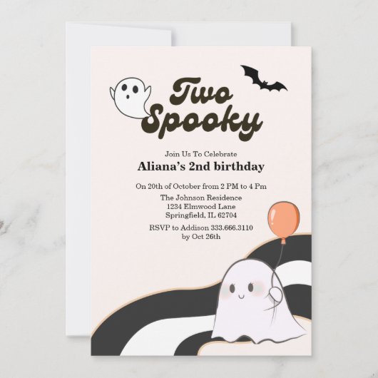 Twee spooky Boo Retro Ghost 2e Verjaardag Kaart (Voorkant)