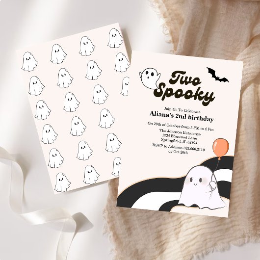 Twee spooky Boo Retro Ghost 2e Verjaardag Kaart