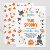 Twee Spooky Boy Schattige Ghost Halloween 2e Verja Kaart (Voorkant / Achterkant)