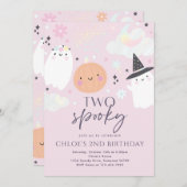 Twee spooky Cute Halloween Ghost 2e verjaardag Kaart (Voorkant / Achterkant)