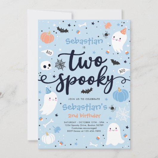 Twee spooky Cute Halloween Ghost 2e verjaardag Kaart (Voorkant)
