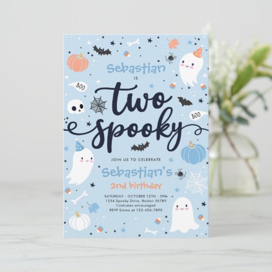 Twee spooky Cute Halloween Ghost 2e verjaardag Kaart (Staand voorkant)