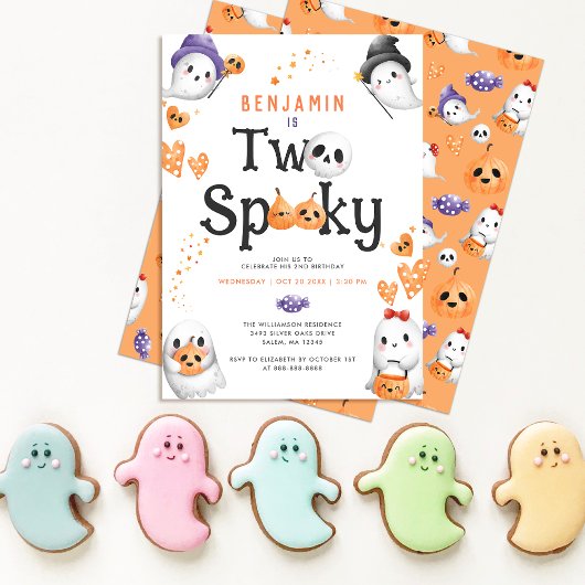 Twee spooky Cute Halloween Ghost 2e verjaardag Kaart