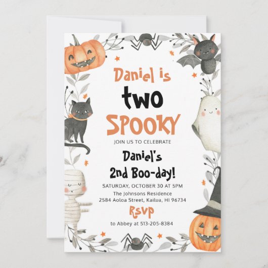 Twee spooky Cute Halloween Ghost 2e verjaardag Kaart (Voorkant)