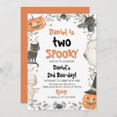 Twee spooky Cute Halloween Ghost 2e verjaardag Kaart (Voorkant / Achterkant)