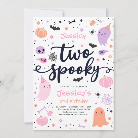 Twee spooky Cute Halloween Ghost 2e verjaardag Kaart (Voorkant)