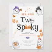 Twee spooky Cute Halloween Ghost 2e verjaardag Kaart (Voorkant)