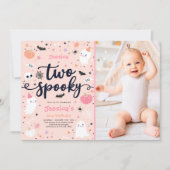 Twee spooky Cute Halloween Ghost 2e verjaardag Kaart (Voorkant)