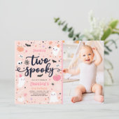 Twee spooky Cute Halloween Ghost 2e verjaardag Kaart (Staand voorkant)