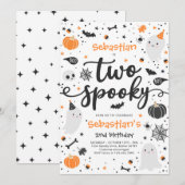 Twee spooky Cute Halloween Ghost 2e verjaardag Kaart (Voorkant / Achterkant)