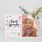 Twee spooky Cute Halloween Ghost 2e verjaardag Kaart (Staand voorkant)