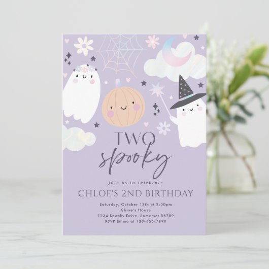 Twee spooky Cute Halloween Ghost 2e verjaardag Kaart (Staand voorkant)