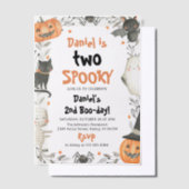 Twee spooky Cute Halloween Ghost 2e verjaardag Vellum Uitnodigingen (Offset)