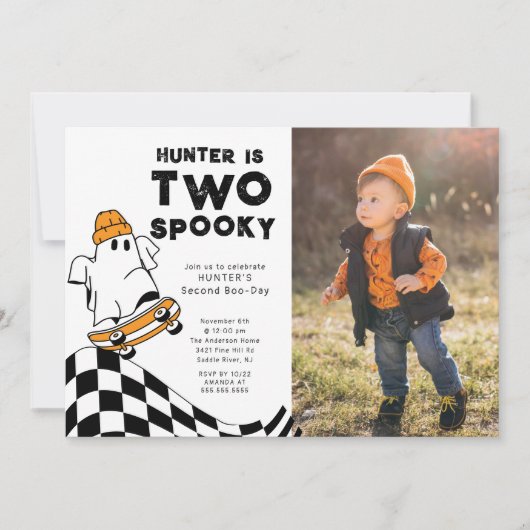 Twee Spooky Dude verjaardagsuitnodiging Kaart (Voorkant)