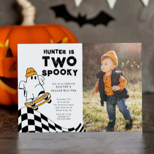 Twee Spooky Dude verjaardagsuitnodiging Kaart