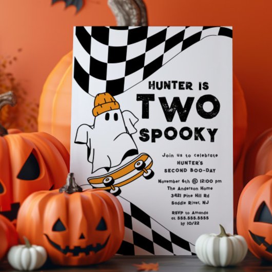 Twee Spooky Dude verjaardagsuitnodiging Kaart