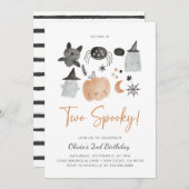 Twee Spooky | Geest Uitnodiging | Spooky 2de (Voorkant / Achterkant)