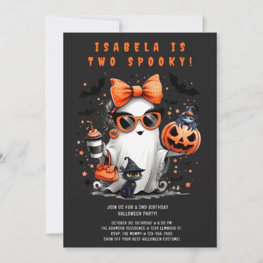 Twee Spooky Ghost Halloween 2e Verjaardagsfeestje Kaart (Voorkant)