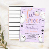 Twee Spooky Ghost Pastel Paarse Halloween Verjaard Kaart