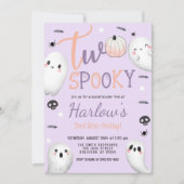 Twee Spooky Ghost Pastel Paarse Halloween Verjaard Kaart (Voorkant)
