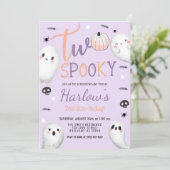 Twee Spooky Ghost Pastel Paarse Halloween Verjaard Kaart (Staand voorkant)