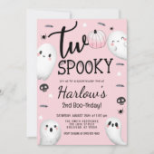Twee Spooky Ghost Pastel Roze Halloween Verjaardag Kaart (Voorkant)