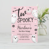 Twee Spooky Ghost Pastel Roze Halloween Verjaardag Kaart (Staand voorkant)