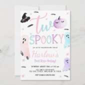 Twee Spooky Ghost Pastel Roze Halloween Verjaardag Kaart (Voorkant)