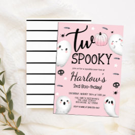 Twee Spooky Ghost Pastel Roze Halloween Verjaardag Kaart