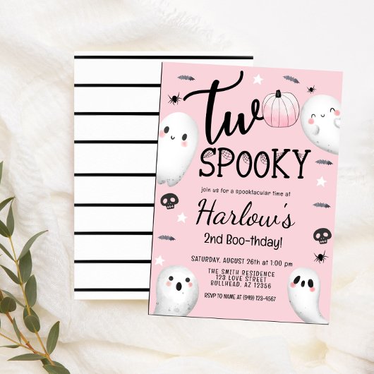 Twee Spooky Ghost Pastel Roze Halloween Verjaardag Kaart