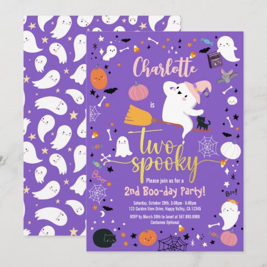 Twee Spooky Girl 2e Birthday Halloween Party (Voorkant / Achterkant)