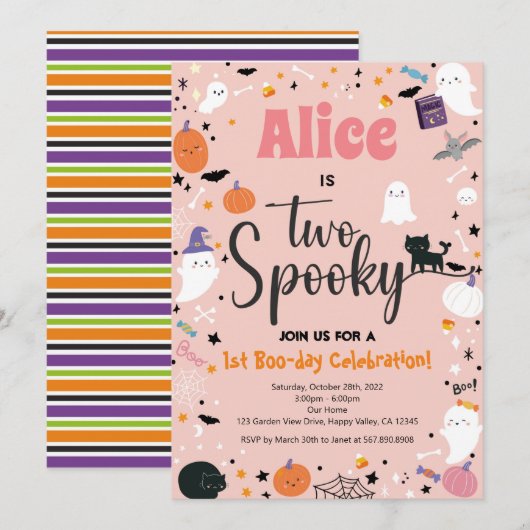 Twee Spooky Girl 2e Birthday Halloween Party (Voorkant / Achterkant)