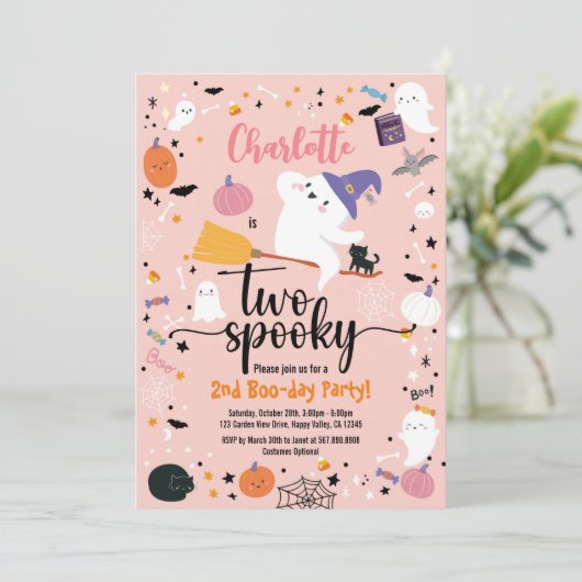 Twee Spooky Girl 2e Birthday Halloween Party (Staand voorkant)