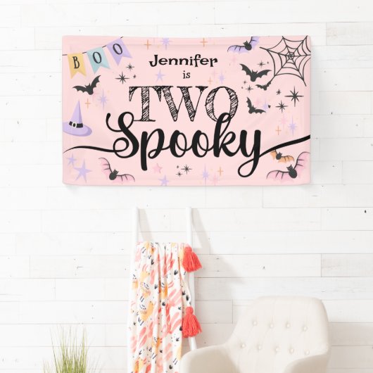 Twee Spooky Girl Schattige Ghost Halloween 2e Verj Spandoek (Insitu)