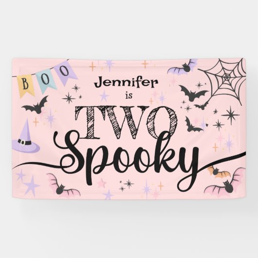 Twee Spooky Girl Schattige Ghost Halloween 2e Verj Spandoek (Horizontaal)