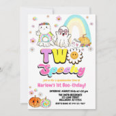 Twee Spooky Groovy Ghost Halloween 2e verjaardag Kaart (Voorkant)