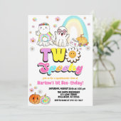 Twee Spooky Groovy Ghost Halloween 2e verjaardag Kaart (Staand voorkant)