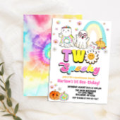 Twee Spooky Groovy Ghost Halloween 2e verjaardag Kaart