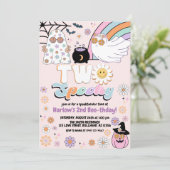 Twee Spooky Groovy Ghost Hippie Halloween Verjaard Kaart (Staand voorkant)