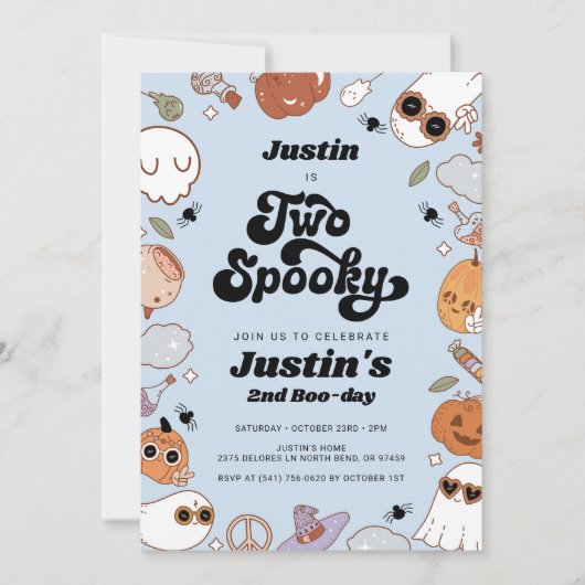 Twee Spooky Groovy Halloween Jongen 2e Verjaardag Kaart (Voorkant)