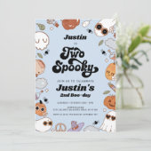 Twee Spooky Groovy Halloween Jongen 2e Verjaardag Kaart (Staand voorkant)