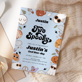Twee Spooky Groovy Halloween Jongen 2e Verjaardag Kaart