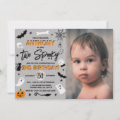 Twee Spooky. Halloween 2e verjaardag Foto Kaart (Voorkant)