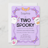 Twee Spooky Halloween 2e verjaardag foto uitnodigi Kaart (Voorkant)