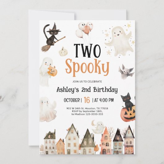 Twee Spooky Halloween 2e Verjaardag Kaart (Voorkant)